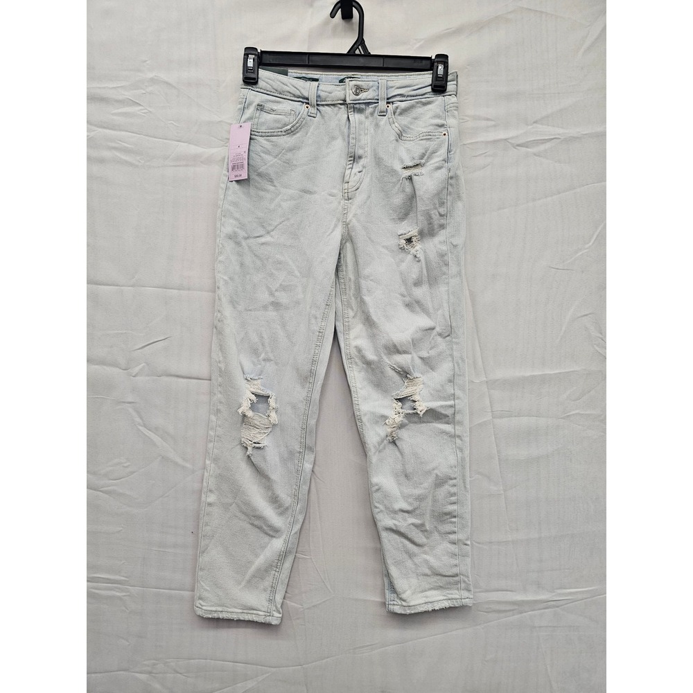 Wild Fable Highest Rise Mom Jeans Light Wash Distressed Denim 4 27 Waist